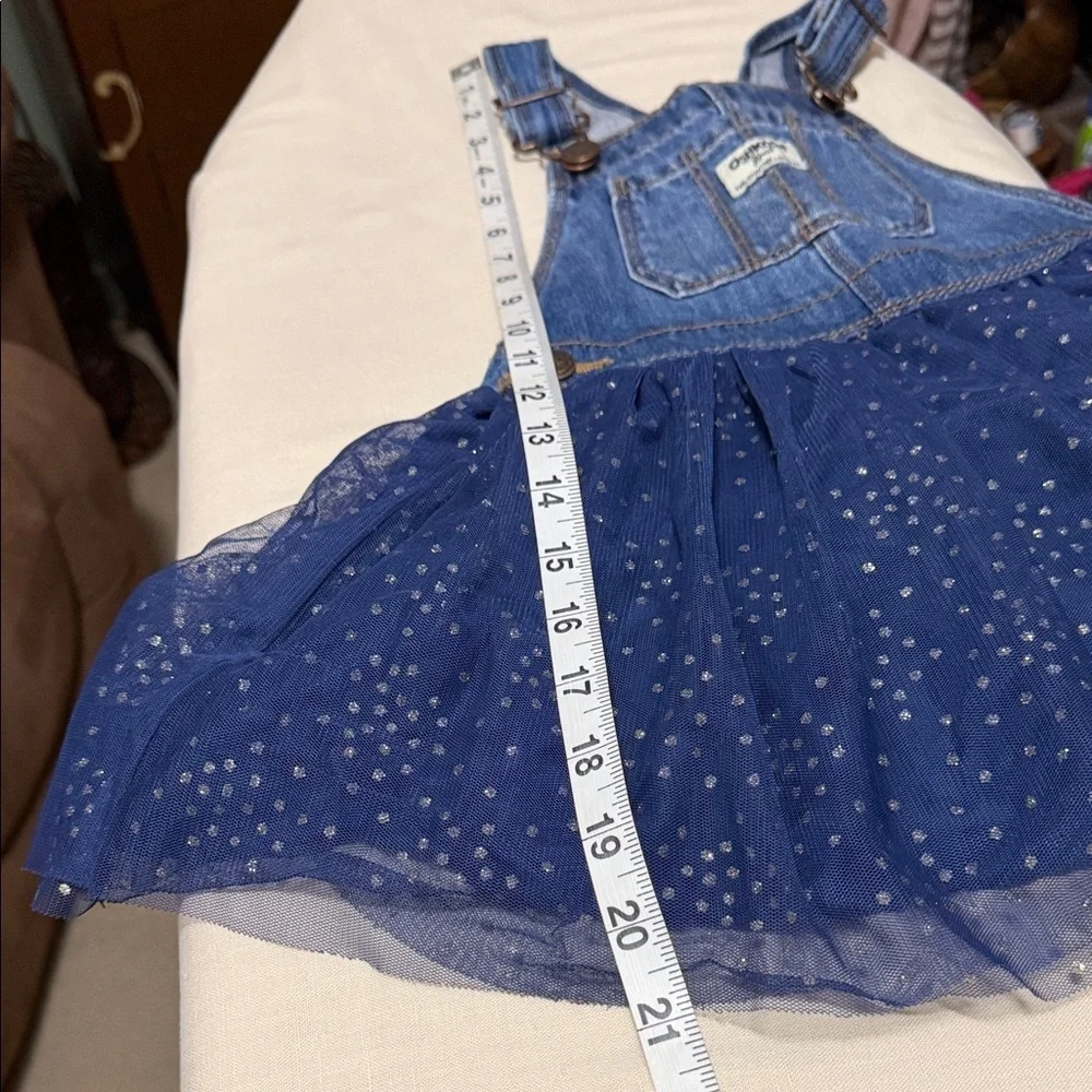 OshKosh B'gosh Blue Denim Skirtall with Tulle & Glitter Sparkles, Size 4T